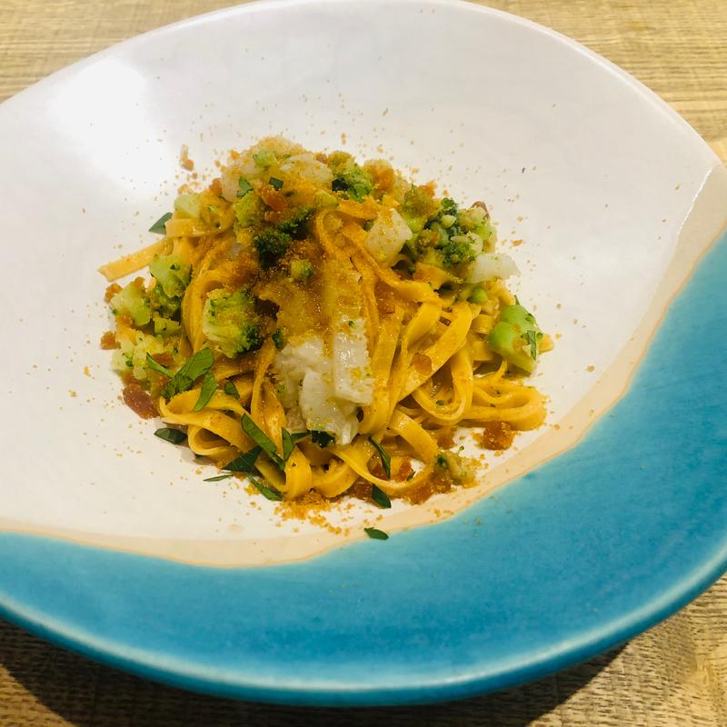 イカとブロッコリーのカラスミソース(BLU CHIARO（ブル キアーロ）)