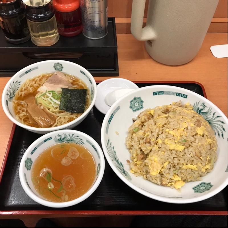 チャーハン＋半ラーメン(日高屋 神楽坂外堀通店)