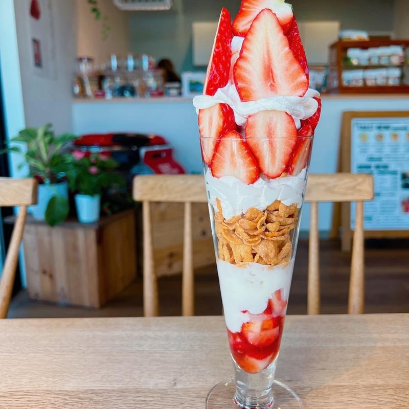 蜂蜜いちごのストロベリーパフェ(いちご農園カフェ STRAWBERRY FACTORY)