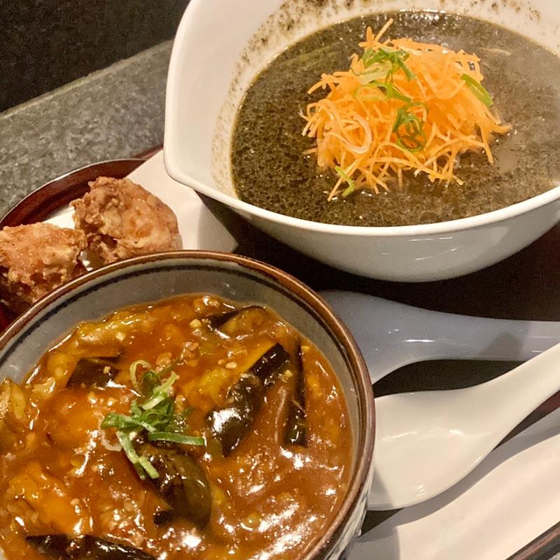 麻婆茄子丼セット(白牡丹)