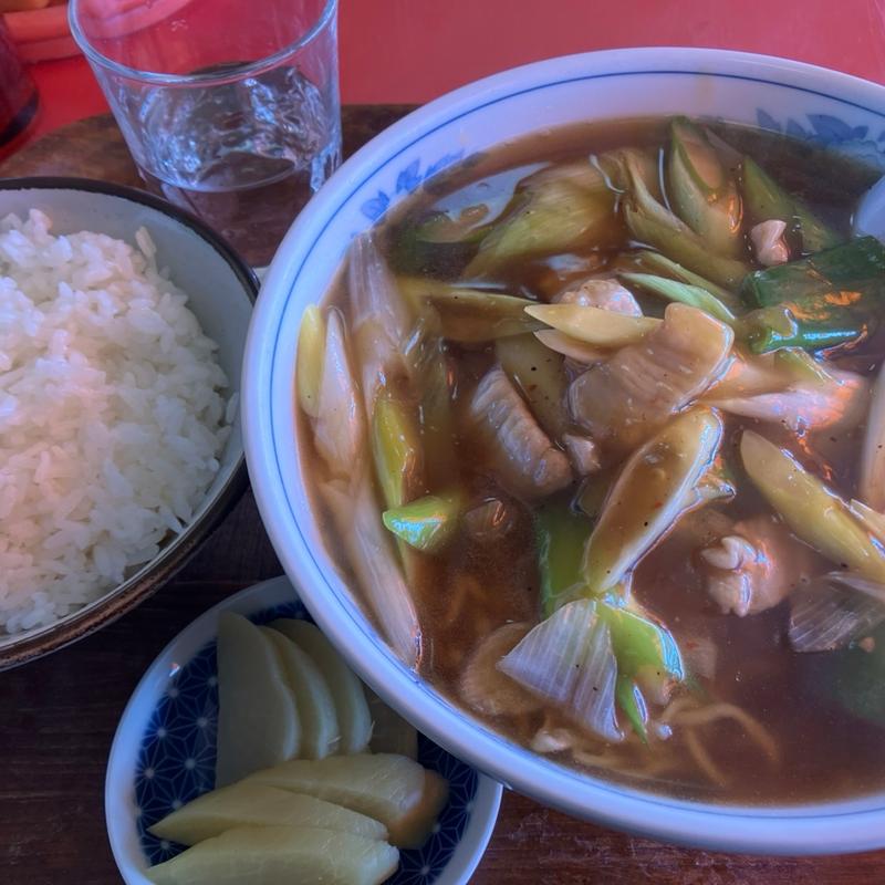 ネギ肉ラーメン+半ライス(廬山)