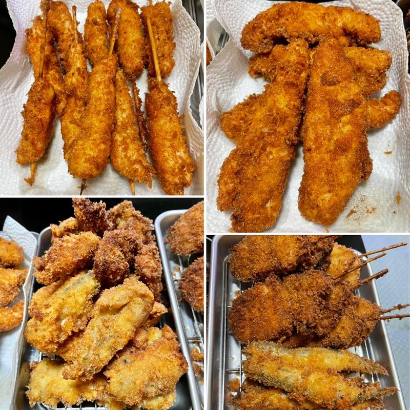 フライ盛り(牡蠣、ささみ、エビ、ししゃも、豚バラ玉ねぎ串)(Big-A 船橋習志野台店)