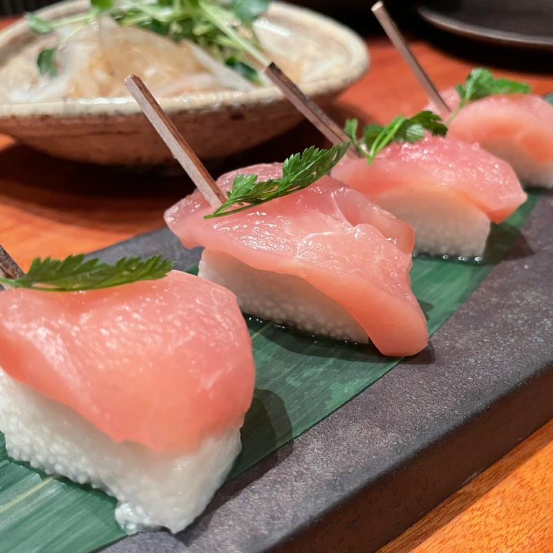 長芋と鶏生ハムのからし巻き(鳥ばか一代)