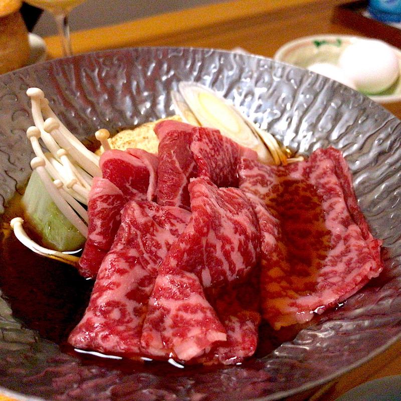 秋田牛のすき焼き(白神矢立 湯源郷の宿 日景温泉)