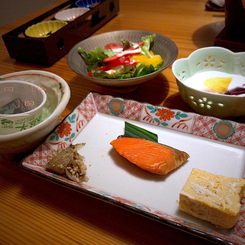 朝食(白神矢立 湯源郷の宿 日景温泉)
