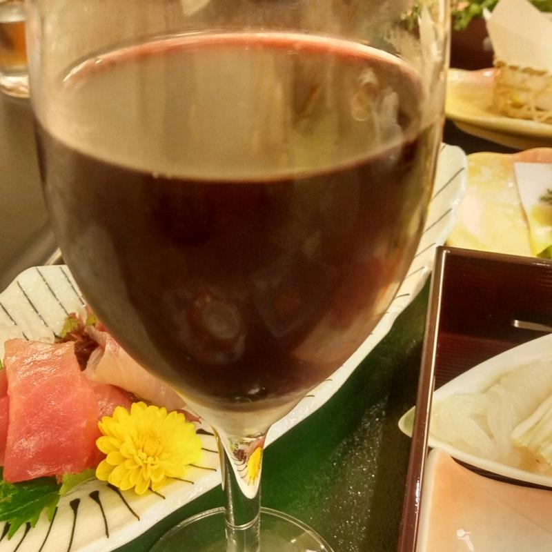 ワイン、御造り、鮪、勘八、烏賊雲丹和之妻一式(あづま荘 )