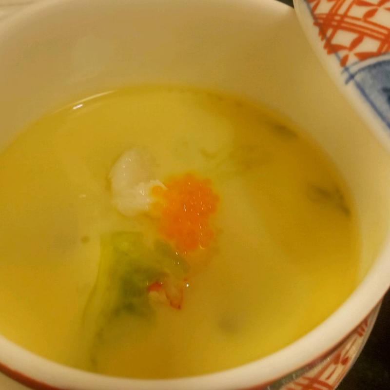 蟹の茶碗蒸し、青さ、慈姑(あづま荘 )