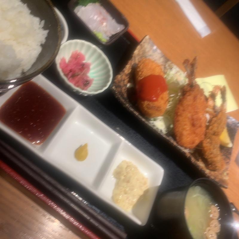 ミックスフライとお刺身のよくばり御膳(和えに)