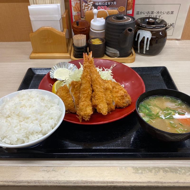 海老ロースカツ定食(かつや 茨城土浦店)