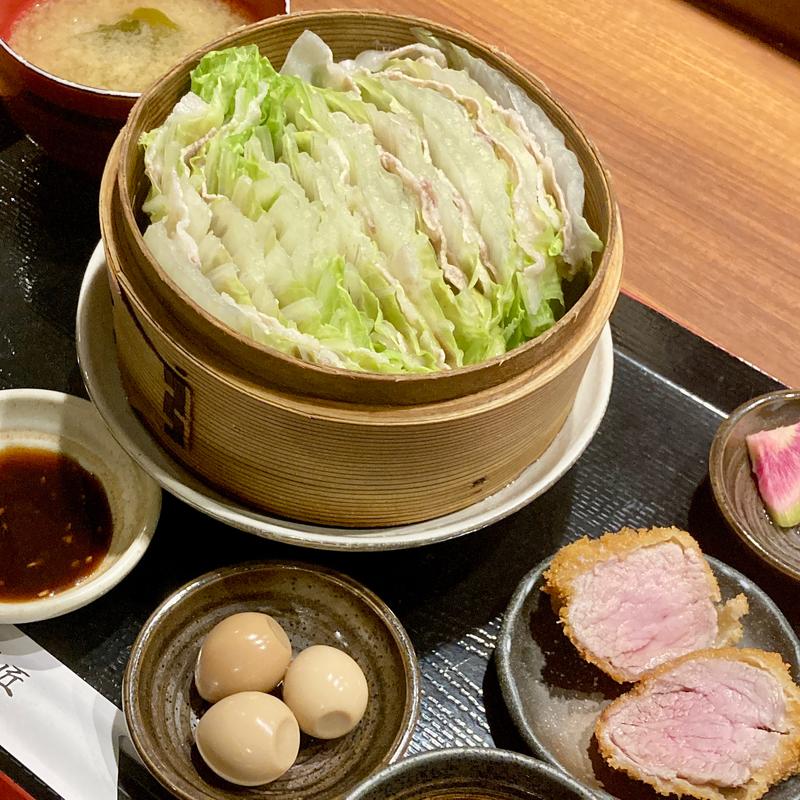 霧島山麓豚と白菜のミルフィーユせいろ蒸し御膳(豚しゃぶせいろ蒸し 豚匠 なんば邸)