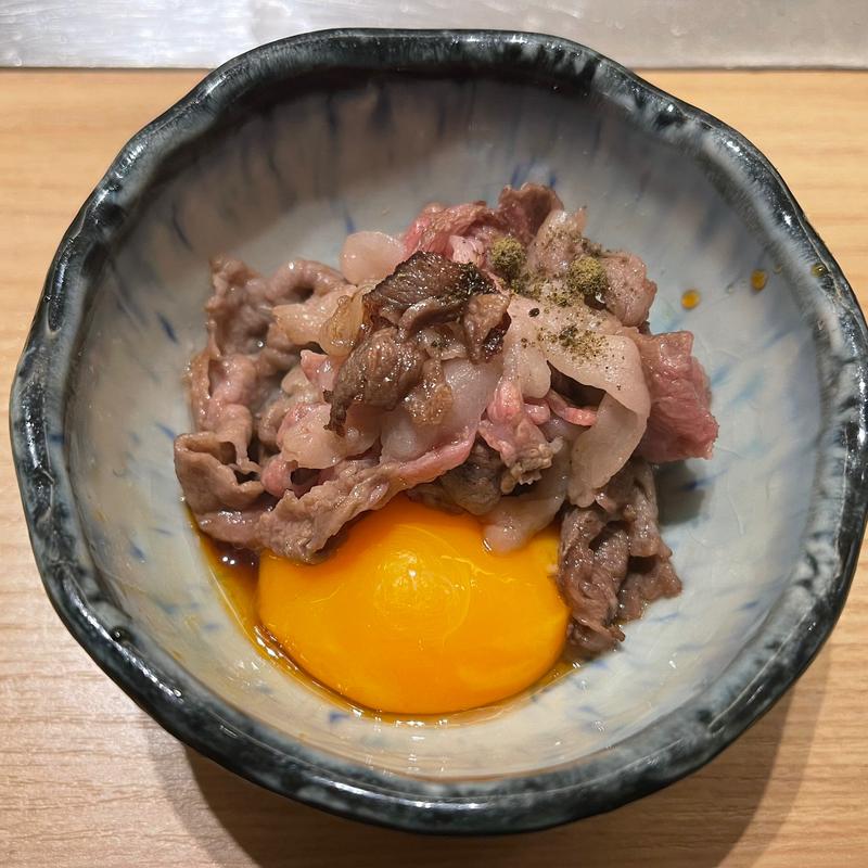 山形牛リブロースのすきやき風(月島もんじゃ こぼれや結)