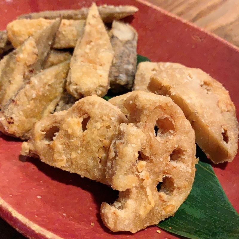 牛蒡と蓮根のふくめ揚げ(ごはんとお酒布と糸 fudan)