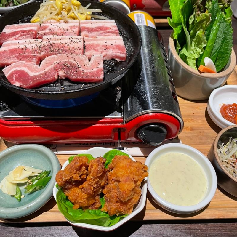 塩麹サムギョプサル定食(コリアンダイニング李朝園)