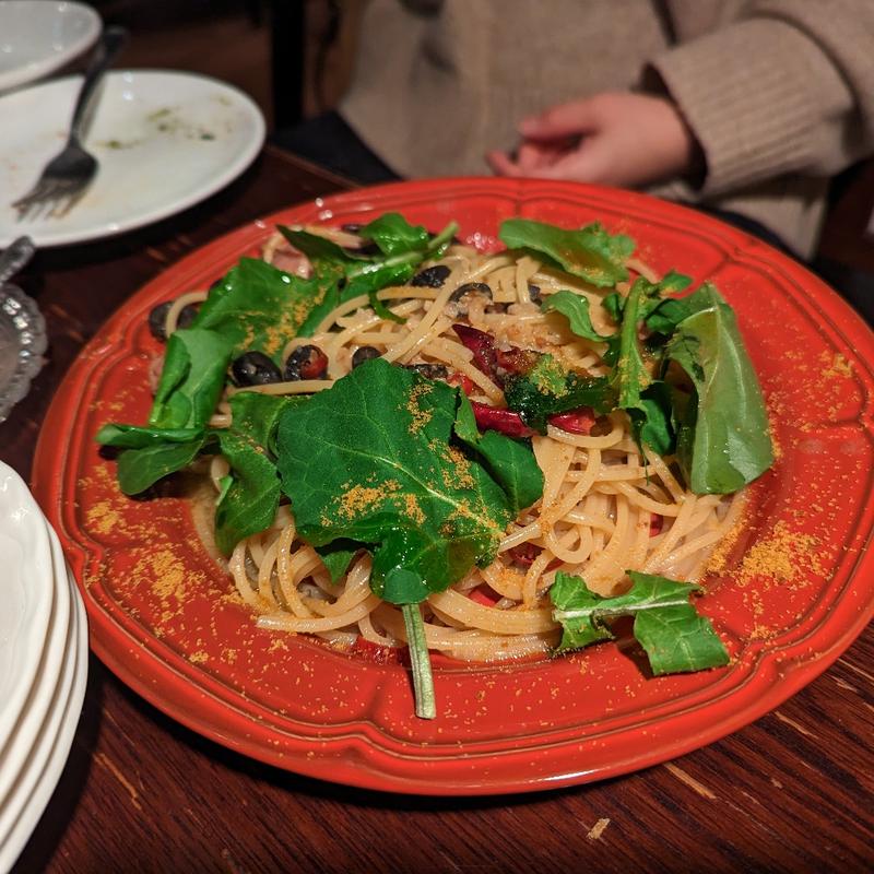 カラスミとスルメイカのペペロンチーノ(イタリアンバルウオキン池袋)