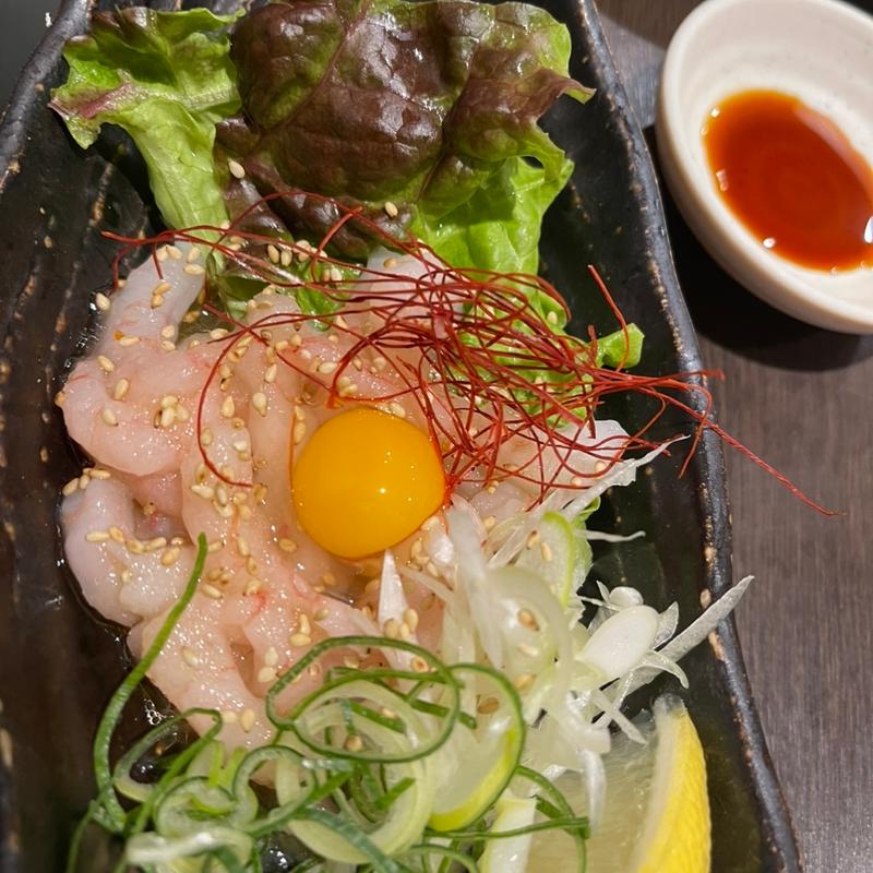 甘エビ塩ダレユッケ(ごちそう村 西明石店)