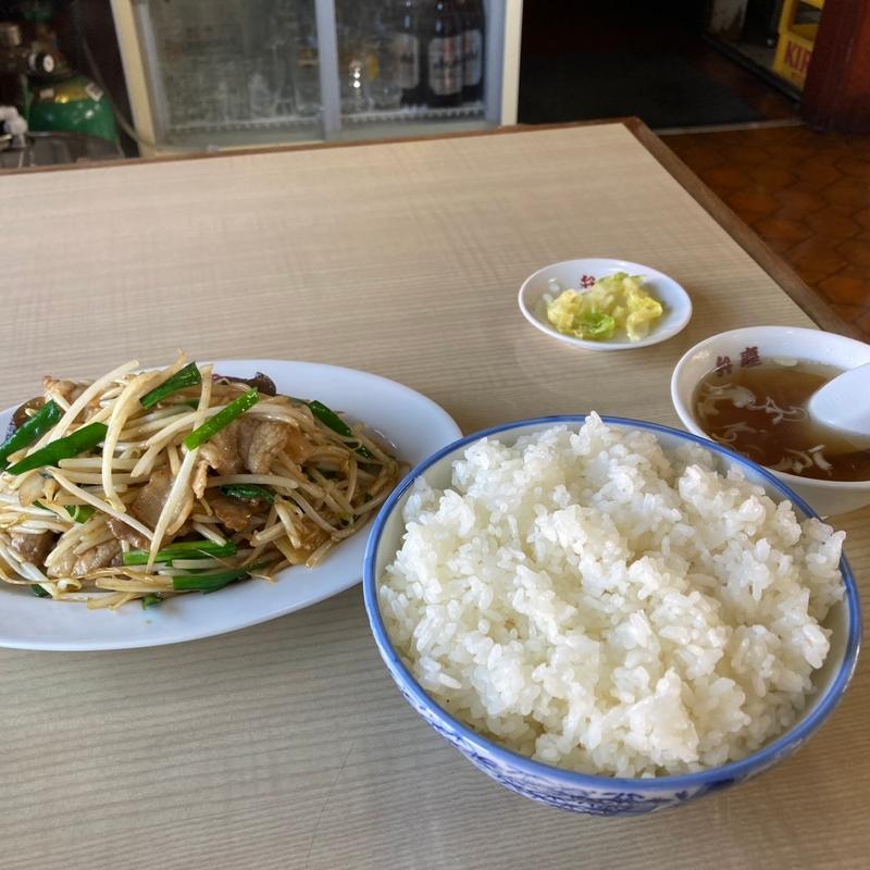 ニラ肉炒め定食ライス大盛(弁慶)