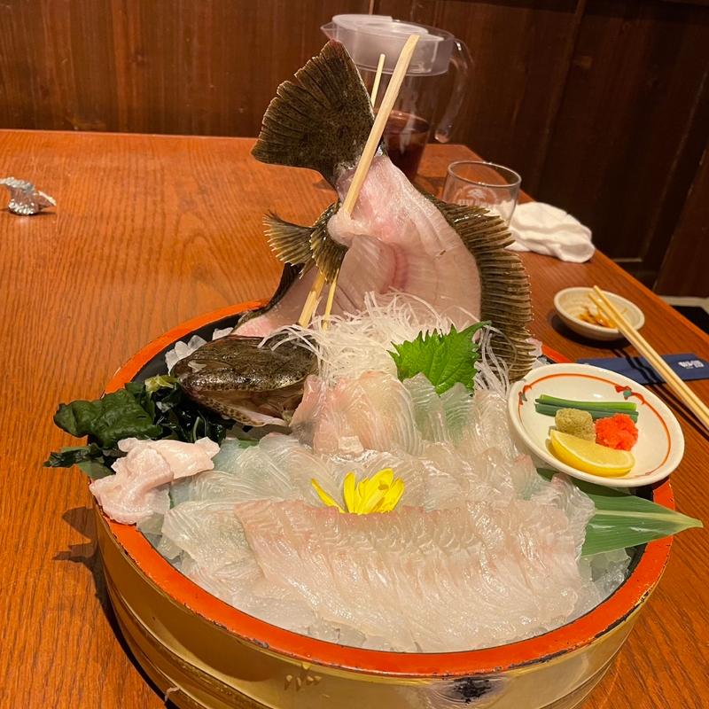 平目の造り(釣船茶屋 ざうお 鈴鹿店)