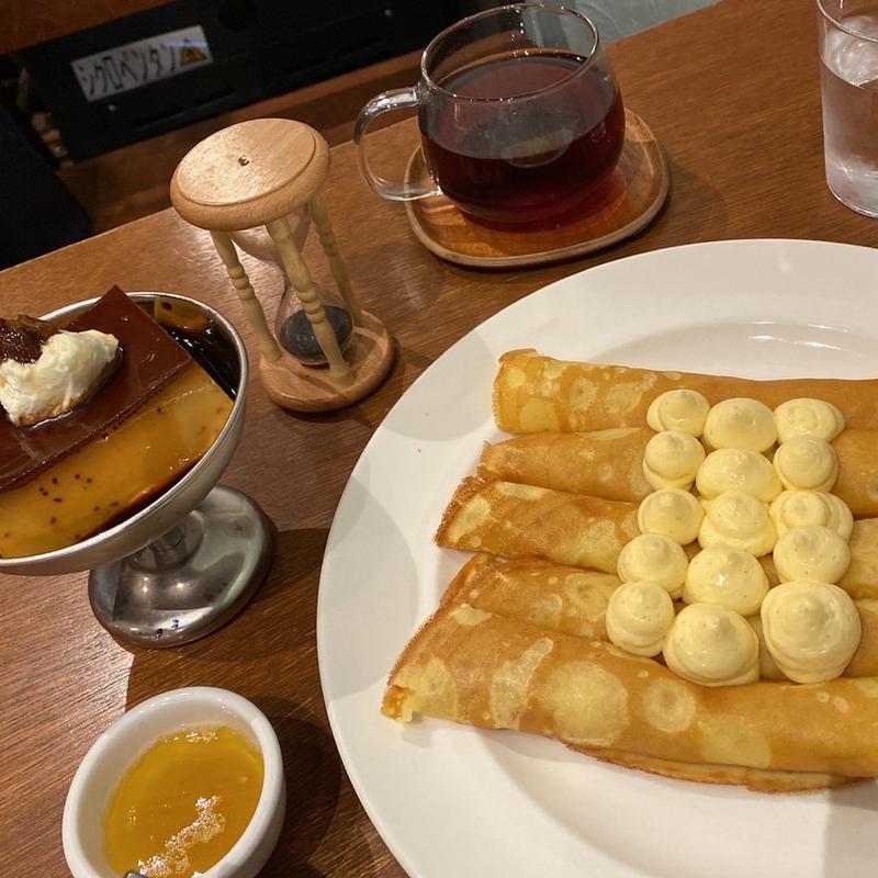 クレープ　プリン　白ワイン(cafe&bar 日晴堂)