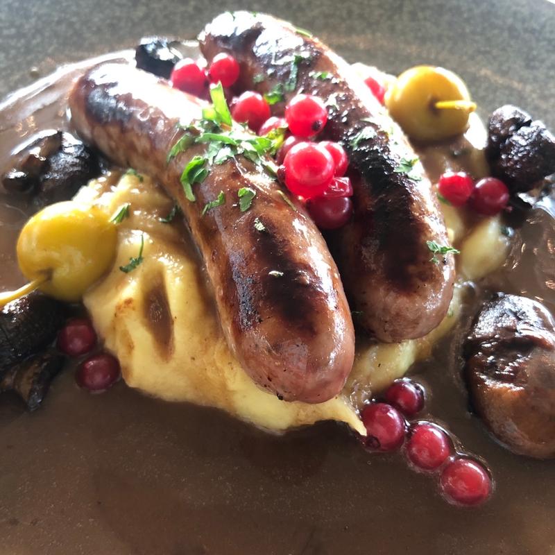 PHEASANT & VENISON SAUSAGES with TRUFFLE MASH(Brasserie Blanc)