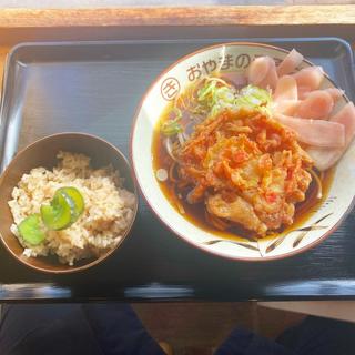 天ぷら岩下の新生姜そば まかないご飯セット(おやまのきそば足利市駅前店)