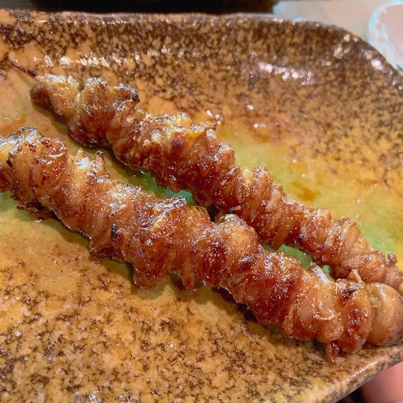 鳥皮（たれ）(博多串焼 びんちょうや)