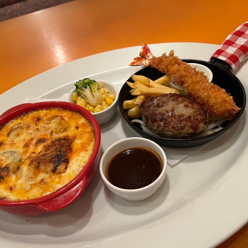 手仕込み海老フライ&ハンバーグと選べるシーフード料理(カプチーナ 上尾駅前店)