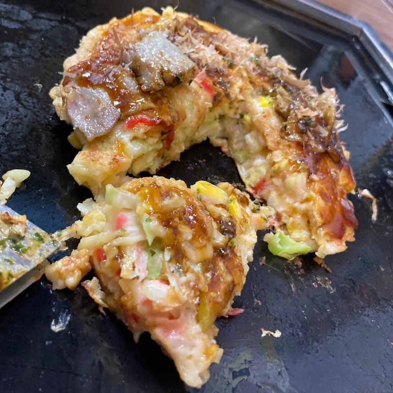 お好み焼き+コーン+玉子+ブタ(本所かえる本舗)