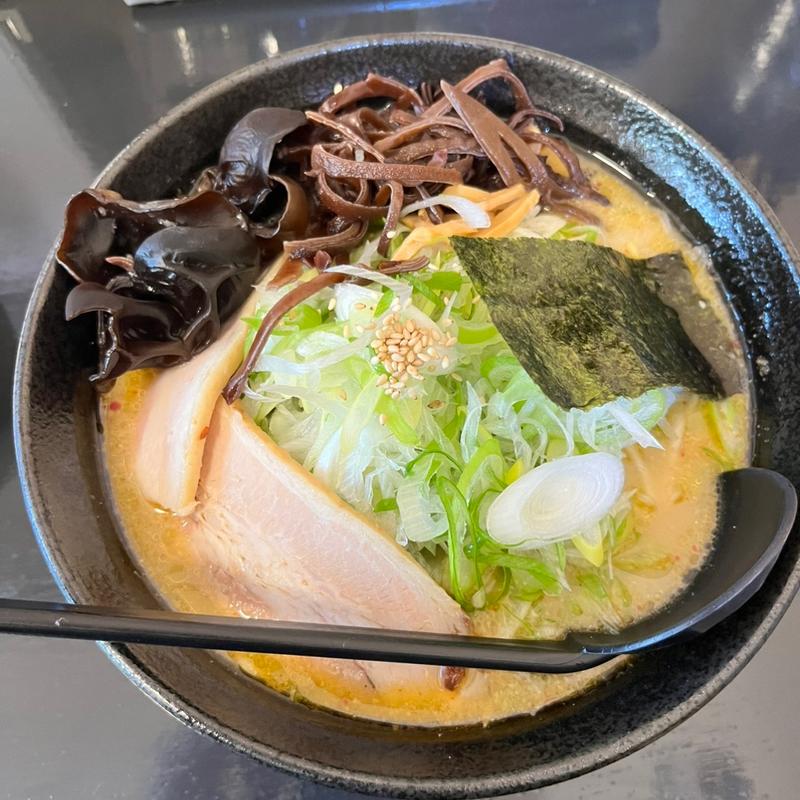 ネギラーメン　味噌　きくらげトッピング(らーめん玄 神楽店)