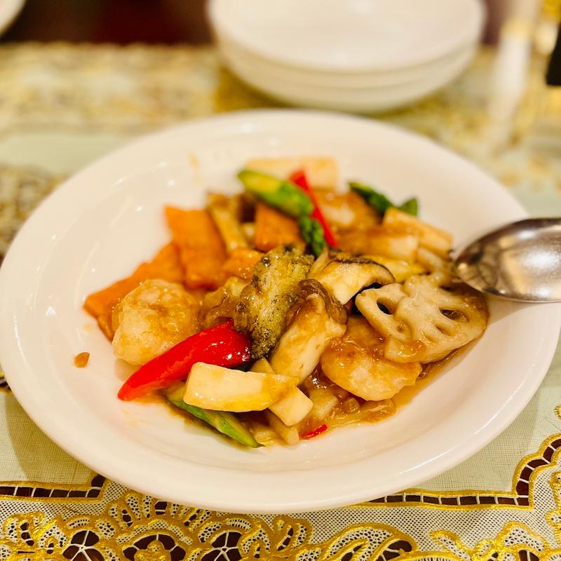 プラチナプレミアムプラン(鮑と海老のXO醬炒め)(状元樓　中華街大通り本店)