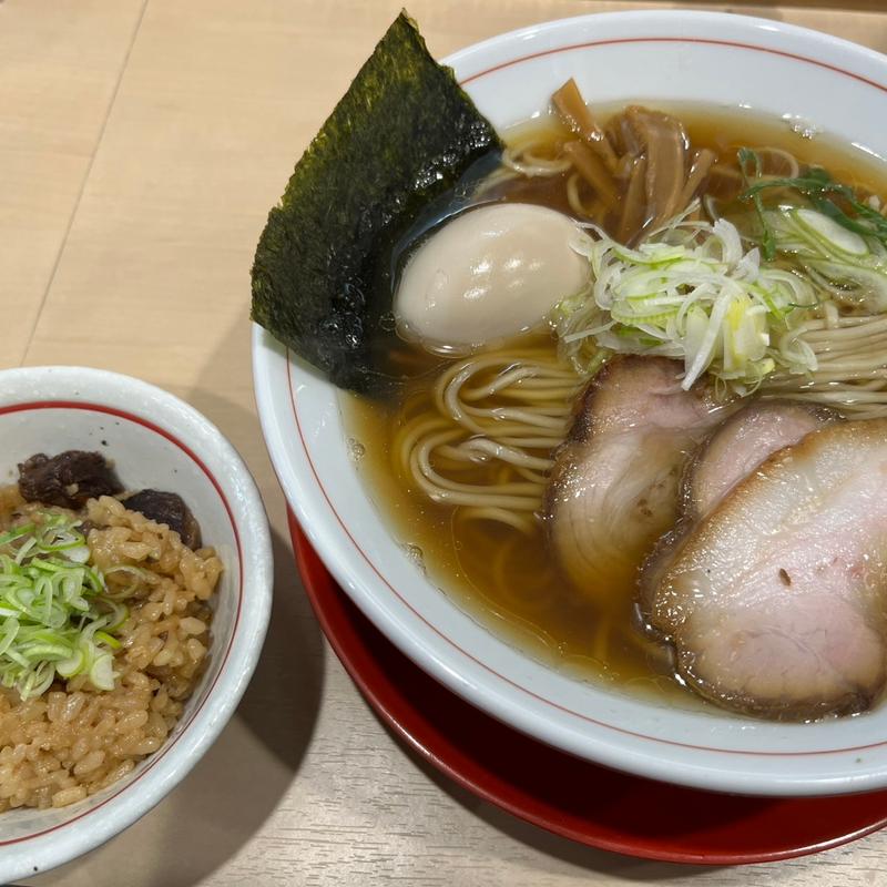 味玉中華そば+チャーシューの炊き込みご飯小(麺屋　えぐち)