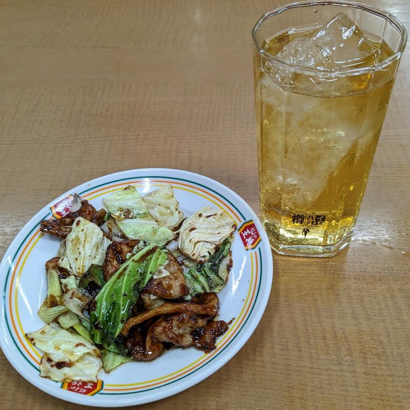 #ハイボール¥418#ジャストサイズ回鍋肉¥337(餃子の王将)