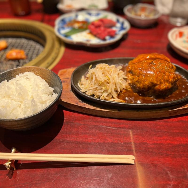 飲めるハンバーグ御膳（ デミグラス&チーズ/レギュラー）(天下一の焼肉 将泰庵 船橋駅前 はなれ店)