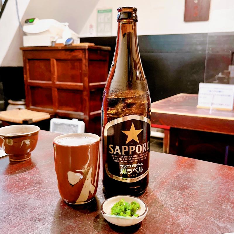 サッポロ黒ラベル中ビン(寺方蕎麦 長浦)