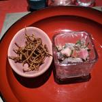 揚げ蕎麦、蕎麦の実サラダ(誦月)