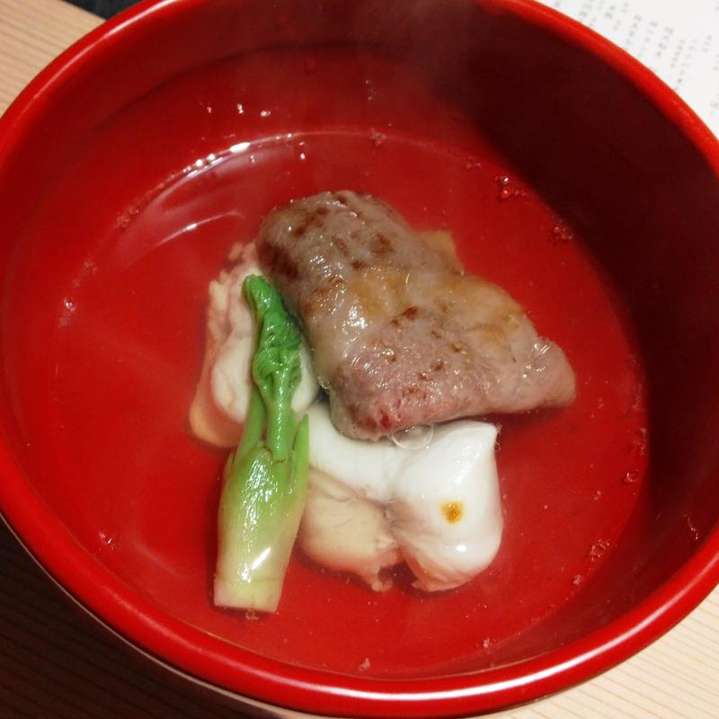 神戸牛リブリース 虎福白子焼き　すまし仕立て(日本焼肉はせ川 別亭 銀座店)