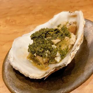牡蠣燻製　ブルーチーズ　お茶の葉(akatsuki smoke “暁煙”)