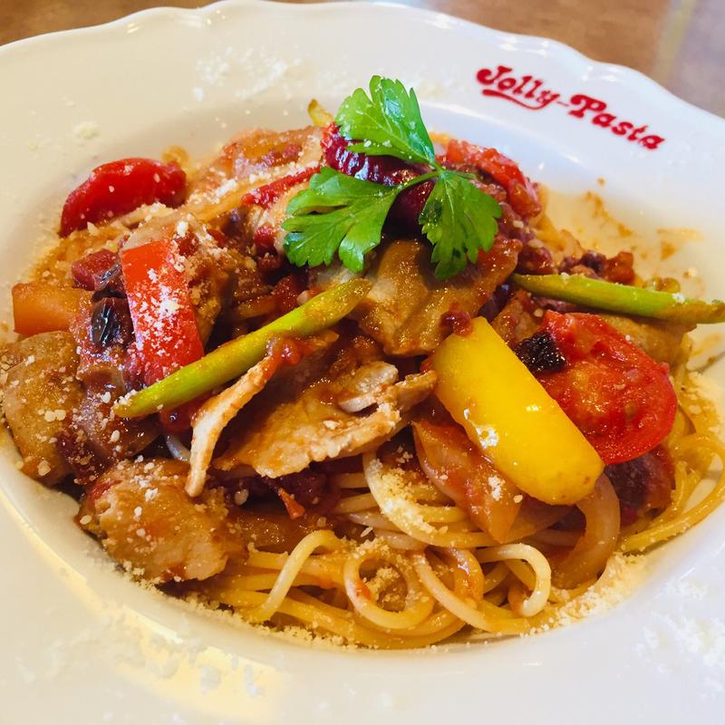 ワインポークと彩り野菜のアラビアータ(ジョリーパスタ 谷山店)