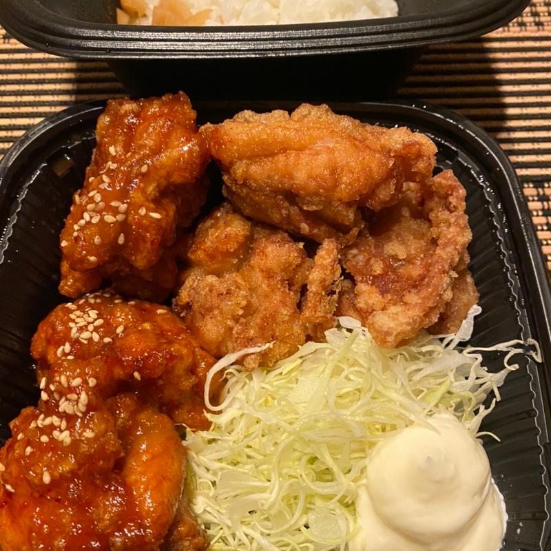 ヤンニョム合盛り弁当（ももから揚げ3個＋ヤンニョムももから揚げ3個）(から好し 枚方堂山店)