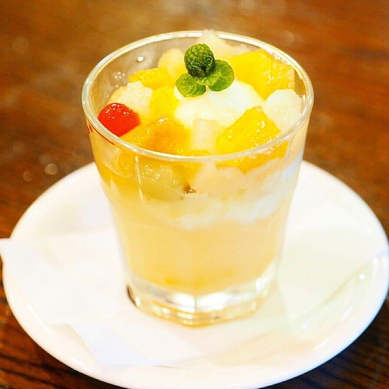 柚子のゼリーとシャーベット(カントリーレストランスワン)