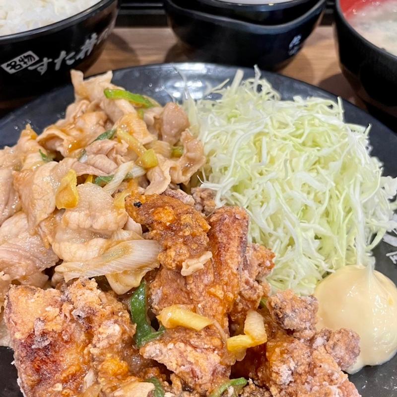 唐揚げスタ丼合盛り定食(伝説のすた丼屋 つくば大学店 )