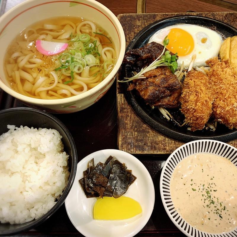 カキフライ＆ソーキ鉄板(はかたきねやうどん原田店)
