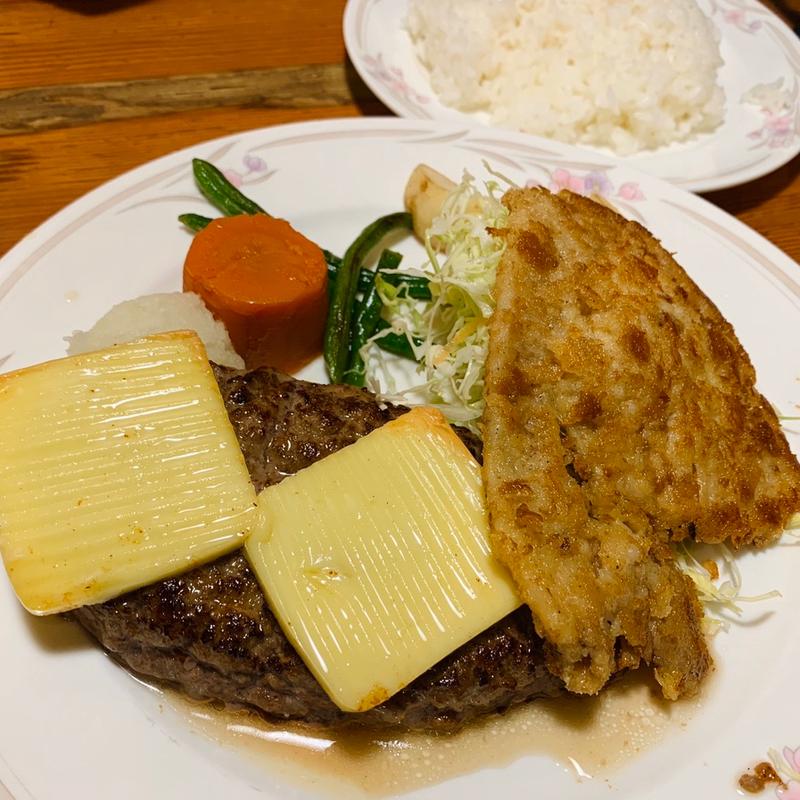 ポークカツ&自家製ハンバーグset(ザ・ハンバーグ 高田馬場店)