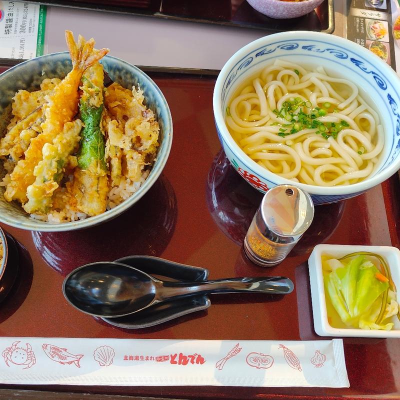 天丼 うどんセット(和食レストランとんでん 手稲前田店)