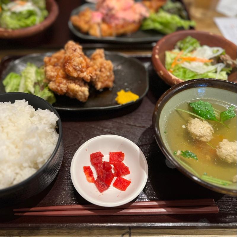 《佐賀みつせ鶏》からあげ定食(佐賀県三瀬村ふもと赤鶏 馬喰町店)