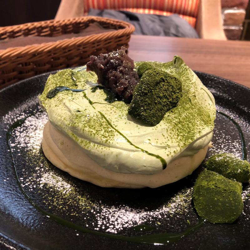 抹茶クリームのリコッタパンケーキ 小倉あん添え(高倉町珈琲 大宮店)
