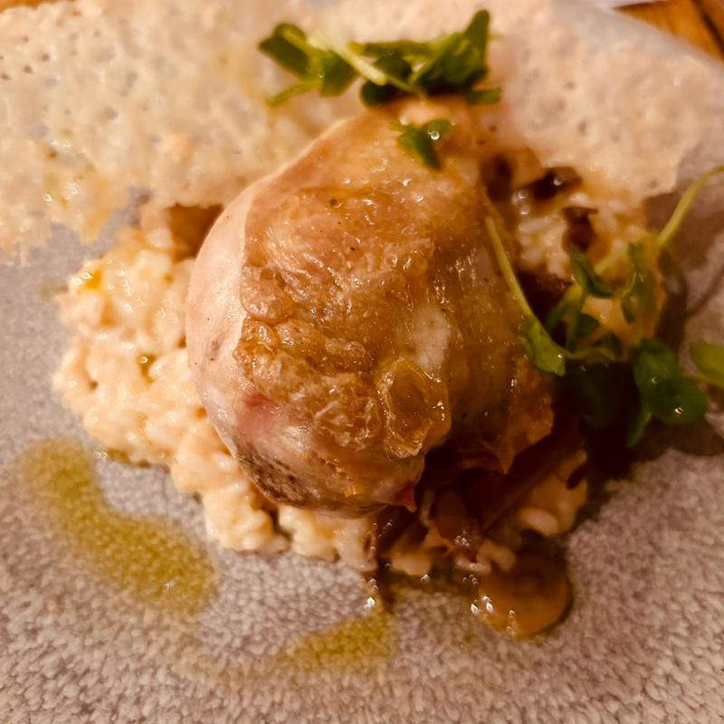 ローストチキン、チーズリゾット(The Blue Boat, Fulham Reach)