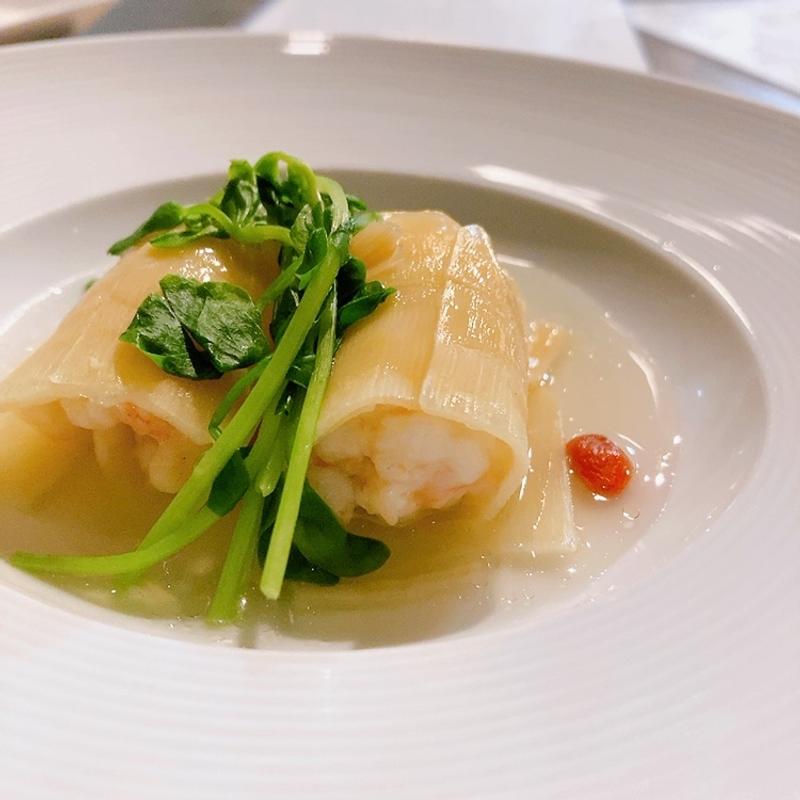 鮑、海老、春竹の子蒸しあんかけ(四川料理 さざき)