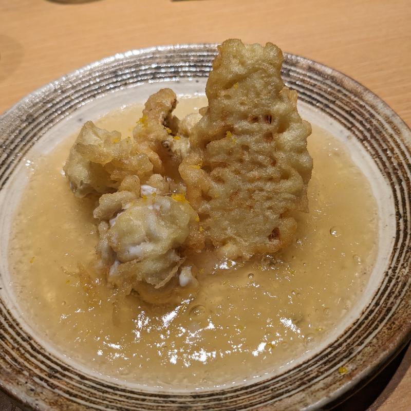 真鱈白子・筍・鯛の天ぷら(みこころや )