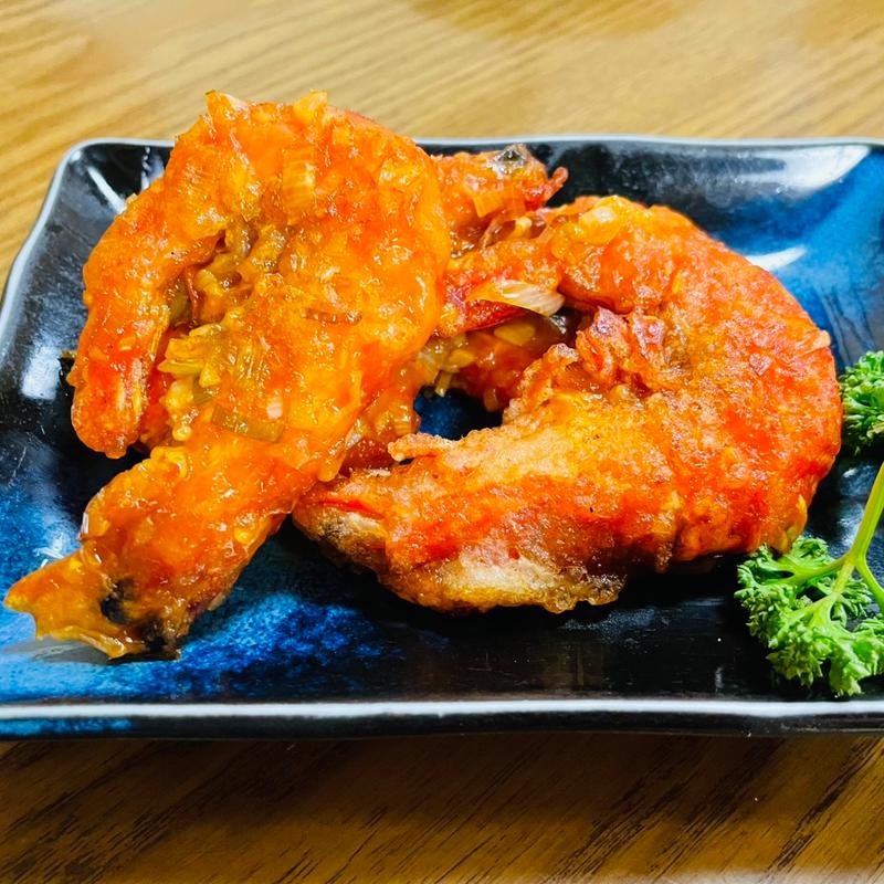 ソフトシュリンプのエビチリ(串焼き 与兵)