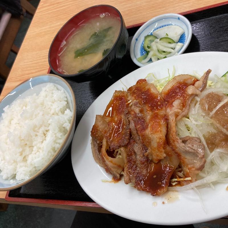 バラ焼きとオニオンスライス定食(味のふたば)